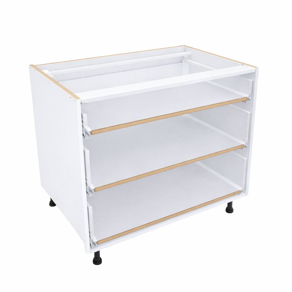 White Base Cabinet X3 Drawers (2Depth & 1 Narrow) 0